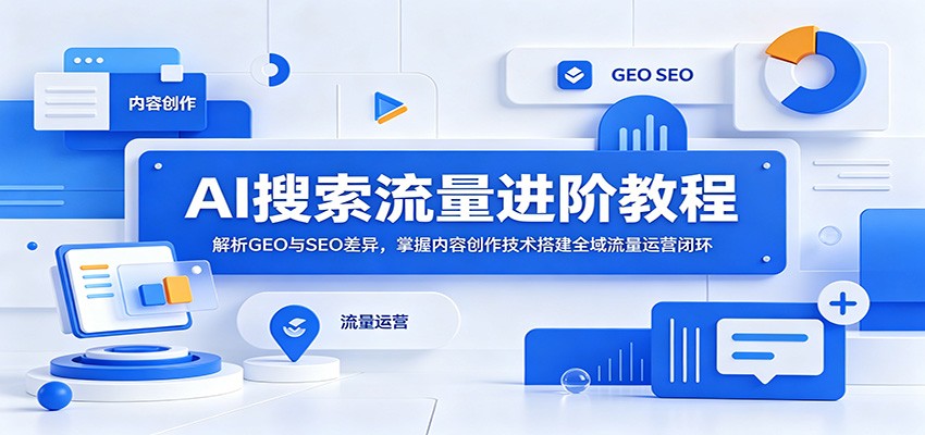 AI搜索流量进阶教程：解析GEO与SEO差异，掌握内容创作技术搭建全域流量运营闭环-LanTi云网创