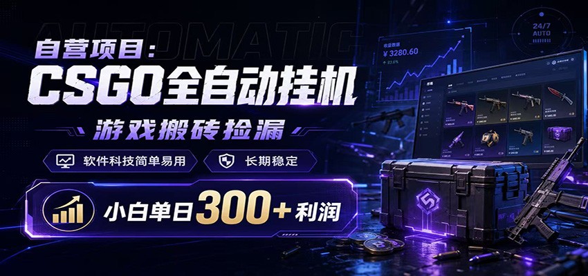 CSGO挂机捡漏项目通过利用游戏饰品交易机制，结合薄凉软件辅助捡漏，实现盈利-LanTi云网创