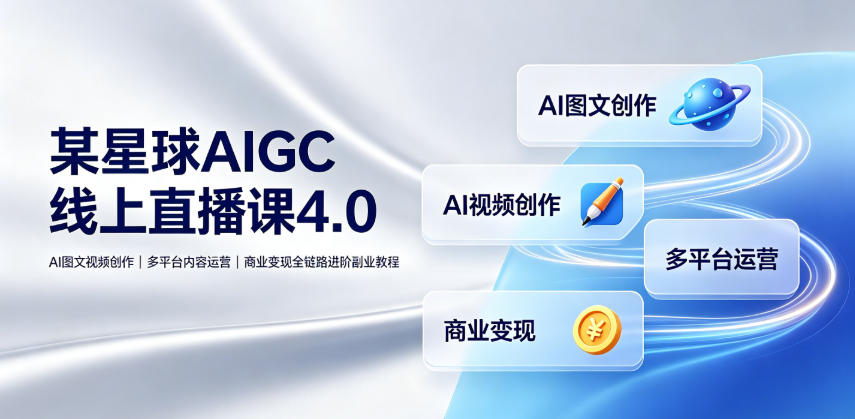 某星球AIGC线上直播课4.0｜AI图文视频创作、多平台内容运营、商业变现全链路进阶副业教程-LanTi云网创