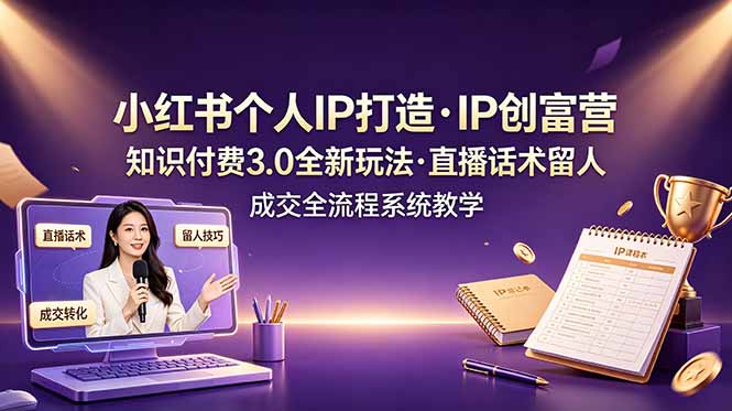 小红书个人IP打造创富营，知识付费3.0全新玩法，直播话术留人成交全流程系统教学-LanTi云网创