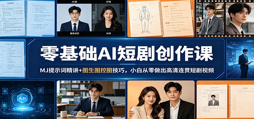 零基础AI短剧创作课：MJ提示词精讲+图生图控图技巧，小白从零做出高清连贯短剧视频-LanTi云网创