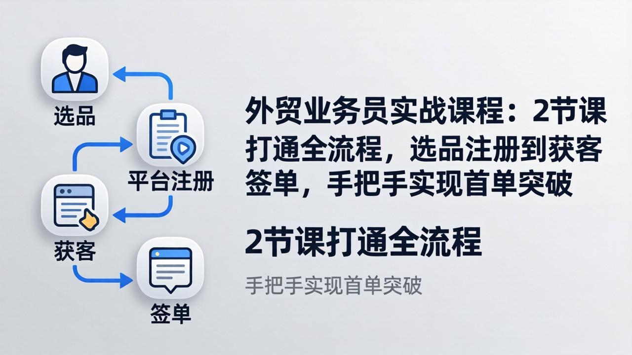 外贸业务员实战课程：2节课打通全流程，选品注册到获客签单，手把手实现首单突破-LanTi云网创