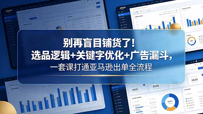 别再盲目铺货了！选品逻辑+关键字优化+广告漏斗，一套课打通亚马逊出单全流程-LanTi云网创
