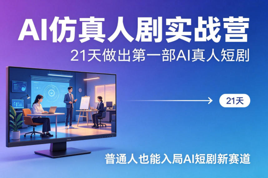 AI仿真人剧实战营，21天做出第一部AI真人短剧，普通人也能入局AI短剧新赛道-LanTi云网创