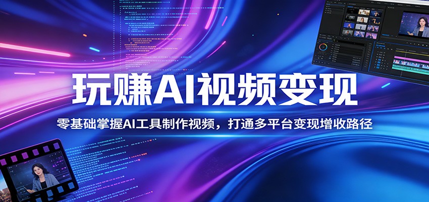 玩赚AI视频变现,零基础掌握AI具制作视频,打通多平台变现增收路径-LanTi云网创
