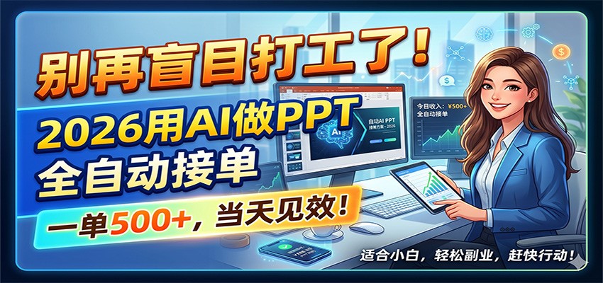 别再盲目打工了！2026用AI做PPT全自动接单，一单5张+，当天见效！-LanTi云网创