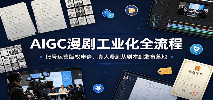 AIGC漫剧工业化全流程：账号运营版权申请，真人漫剧从剧本到发布落地-LanTi云网创