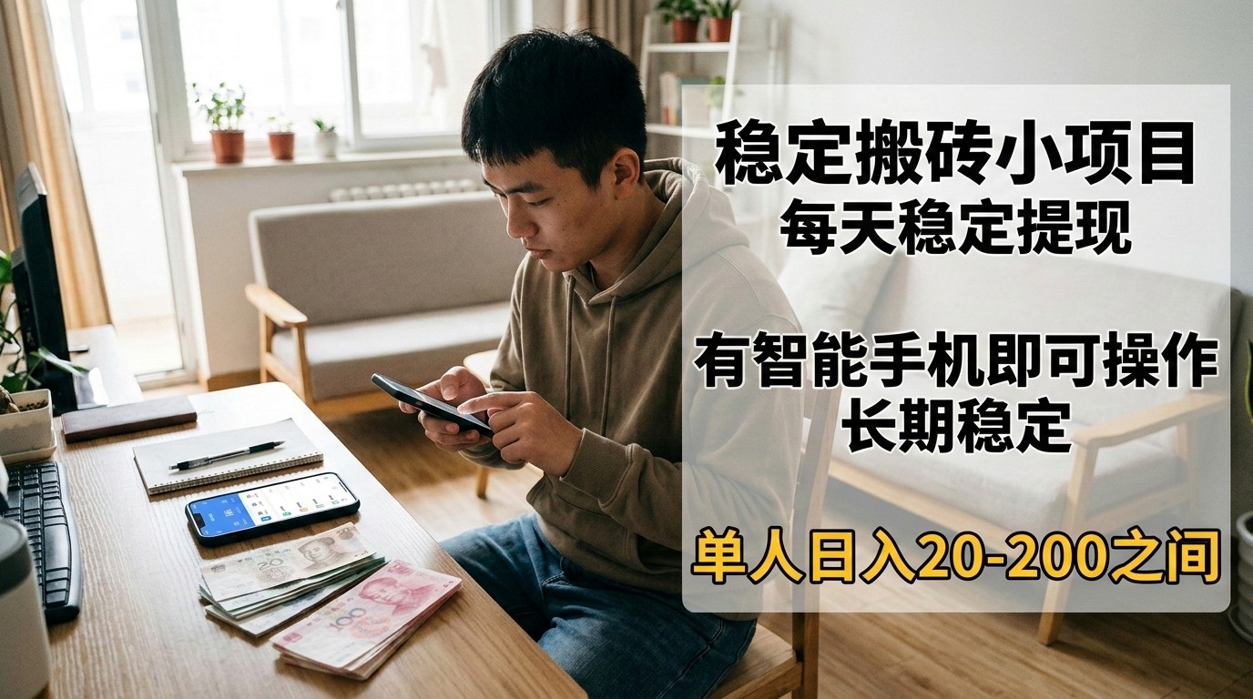 稳定搬砖小项目，每天稳定提现，有智能手机即可操作-LanTi云网创