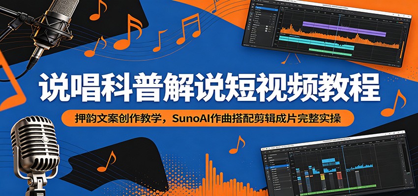 说唱科普解说短视频教程：押韵文案创作教学，SunoAI作曲搭配剪辑成片完整实操-LanTi云网创