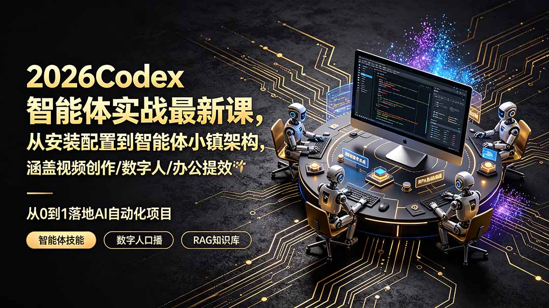 2026Codex智能体实战最新课，从安装配置到智能体小镇架构，涵盖视频创作/数字人/办公提效全技能-LanTi云网创