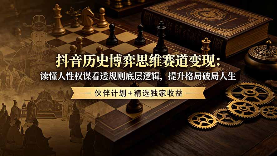 抖音历史博弈思维赛道变现：读懂人性权谋看透规则底层逻辑，提升格局破局人生，伙伴计划+精选独家收益-LanTi云网创