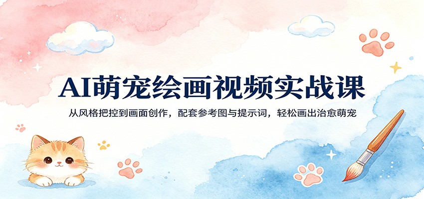 AI萌宠绘画视频实战课：从风格把控到画面创作，配套参考图与提示词，轻松画出治愈萌宠-LanTi云网创