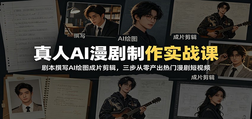 真人AI漫剧制作实战课：剧本撰写AI绘图成片剪辑，三步从零产出热门漫剧短视频-LanTi云网创