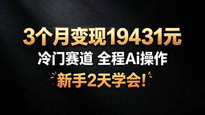 3个月变现19431元，冷门赛道 全程Ai操作，新手2天学会！-LanTi云网创