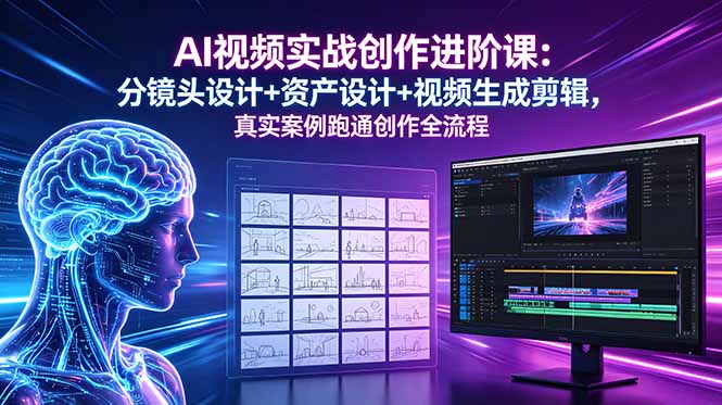 AI视频实战创作进阶课：分镜头设计+资产设计+视频生成剪辑，真实案例跑通创作全流程-LanTi云网创