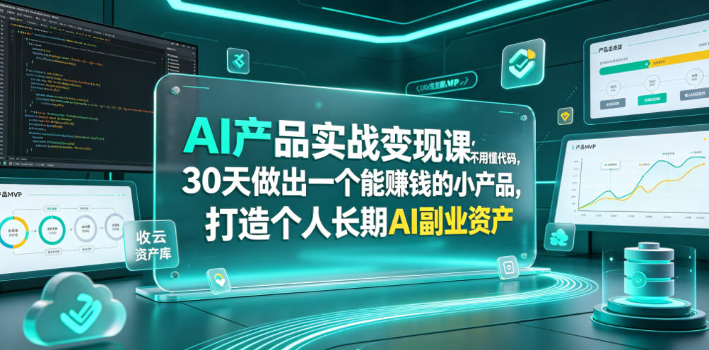 AI产品实战变现课，不用懂代码，30天做出一个能賺钱的小产品，打造个人长期AI副业资产-LanTi云网创