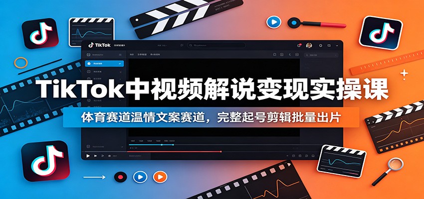 TikTok中视频解说变现实操课：体育赛道温情文案赛道，完整起号剪辑批量出片-LanTi云网创