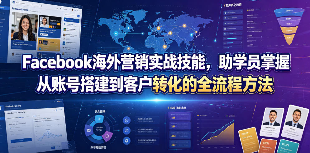 Facebook海外营销实战技能，助学员掌握从账号搭建到客户转化的全流程方法-LanTi云网创