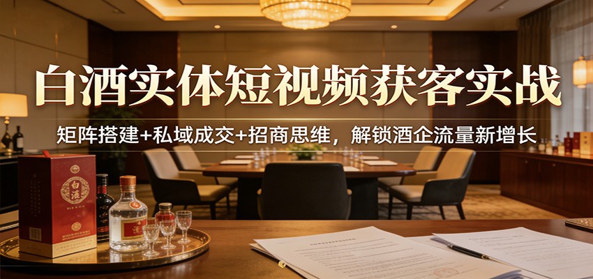 白酒实体短视频获客实战：矩阵搭建+私域成交+招商思维，解锁酒企流量新增长-LanTi云网创