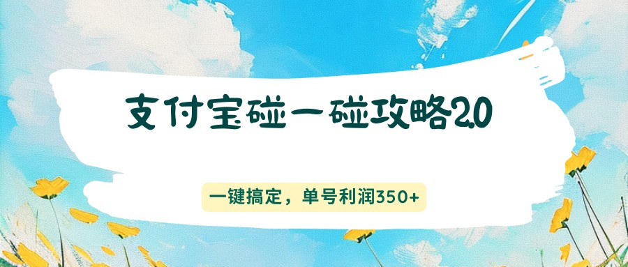 支付宝碰一碰攻略2.0，一键搞定，单号利润350+-LanTi云网创