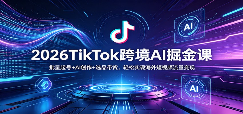 2026TikTok跨境AI掘金课：批量起号+AI创作+选品带货，轻松实现海外短视频流量变现-LanTi云网创