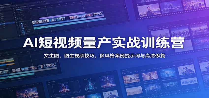 AI短视频量产实战训练营：文生图，图生视频技巧，多风格案例提示词与高清修复-LanTi云网创