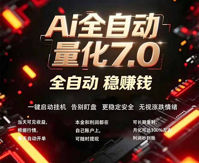 全新AI量化交易助手7.0，新手也能轻松上手！ 24小时自动运行，日入1000+-LanTi云网创