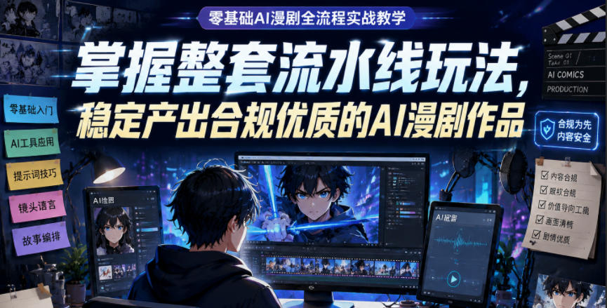 零基础AI漫剧全流程实战教学，掌握整套流水线玩法，稳定产出合规优质的AI漫剧作品-LanTi云网创