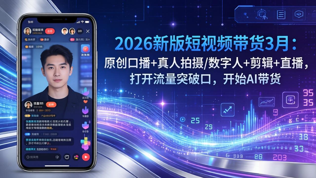 2026新版短视频带货3月：原创口播+真人拍摄/数字人+剪辑+直播，打开流量突破口，开始AI带货-LanTi云网创