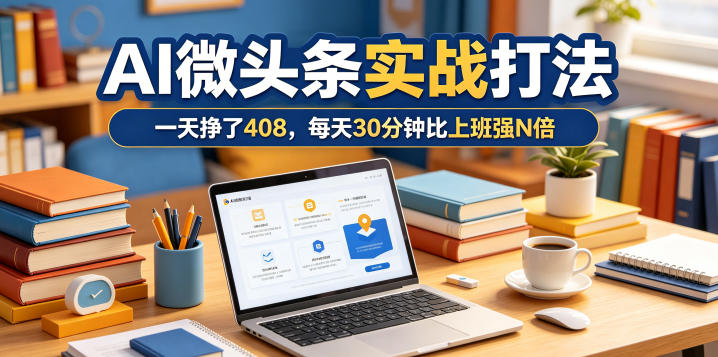 一天挣了408，AI微头条实战打法，每天30分钟比上班强N倍-LanTi云网创