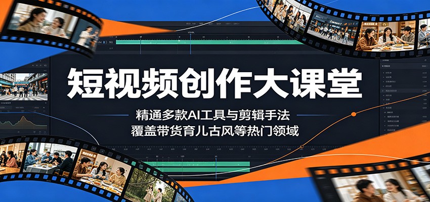 短视频创作大课堂：精通多款AI工具与剪辑手法，覆盖带货、育儿、古风等热门领域-LanTi云网创