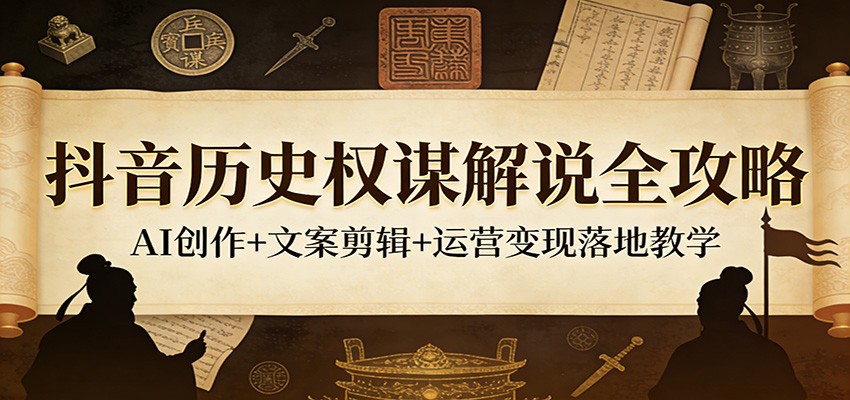 抖音历史权谋解说全攻略：AI创作+文案剪辑+运营变现落地教学-LanTi云网创