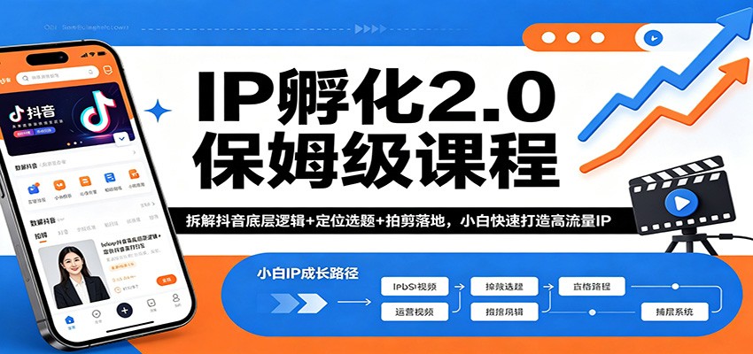IP孵化2.0保姆级课程：拆解抖音底层逻辑+定位选题+拍剪落地，小白快速打造高流量IP-LanTi云网创