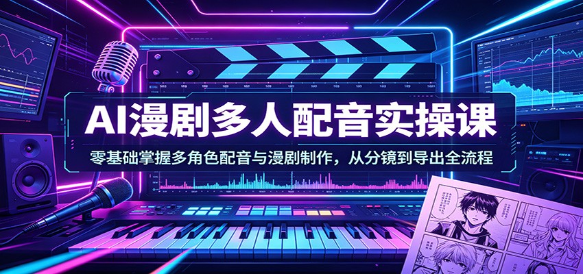AI漫剧多人配音实操课：零基础掌握多角色配音与漫剧制作，从分镜到导出全流程-LanTi云网创