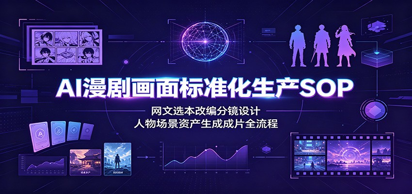 AI漫剧画面标准化生产SOP：网文选本改编分镜设计，人物场景资产生成成片全流程-LanTi云网创