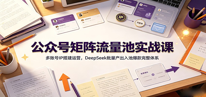 公众号矩阵流量池实战课：多账号IP搭建运营，DeepSeek批量产出入池爆款完整体系-LanTi云网创