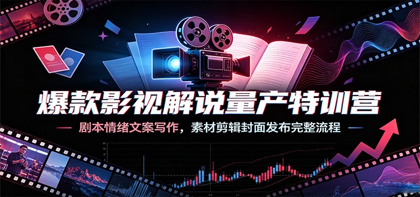爆款影视解说量产特训营：剧本情绪文案写作，素材剪辑封面发布完整流程-LanTi云网创