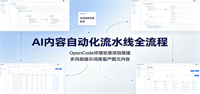 AI内容自动化流水线全流程：OpenCode环境安装项目搭建，多风格提示词库量产图文内容-LanTi云网创