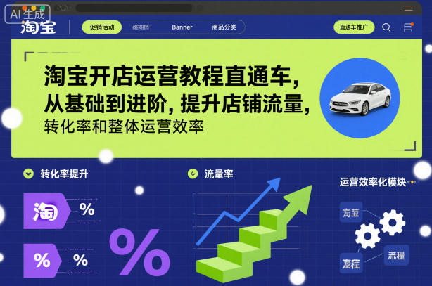 淘宝开店运营教程直通车，从基础到进阶，提升店铺流量，转化率和整体运营效率(更新26年07月11日)-LanTi云网创