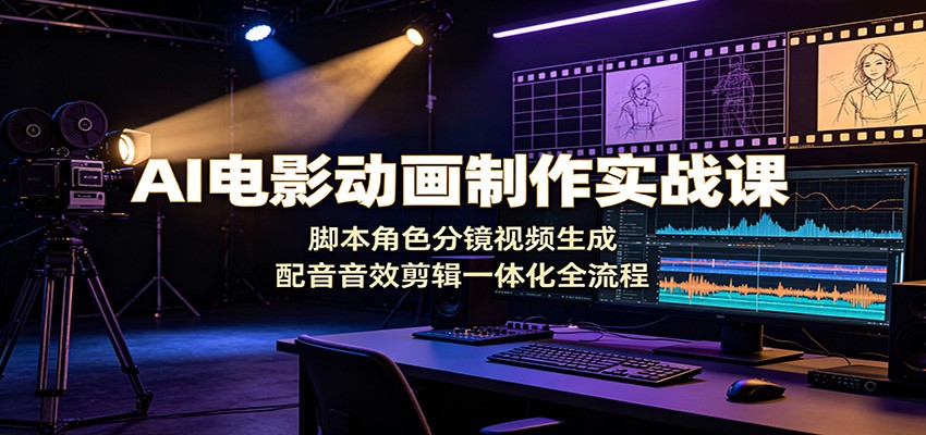AI电影动画制作实战课：脚本角色分镜视频生成，配音音效剪辑一体化全流程-LanTi云网创