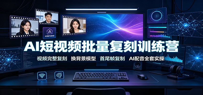 AI短视频批量复刻训练营：视频完整复刻，换背景模型、首尾帧复制、AI配音全套实操-LanTi云网创