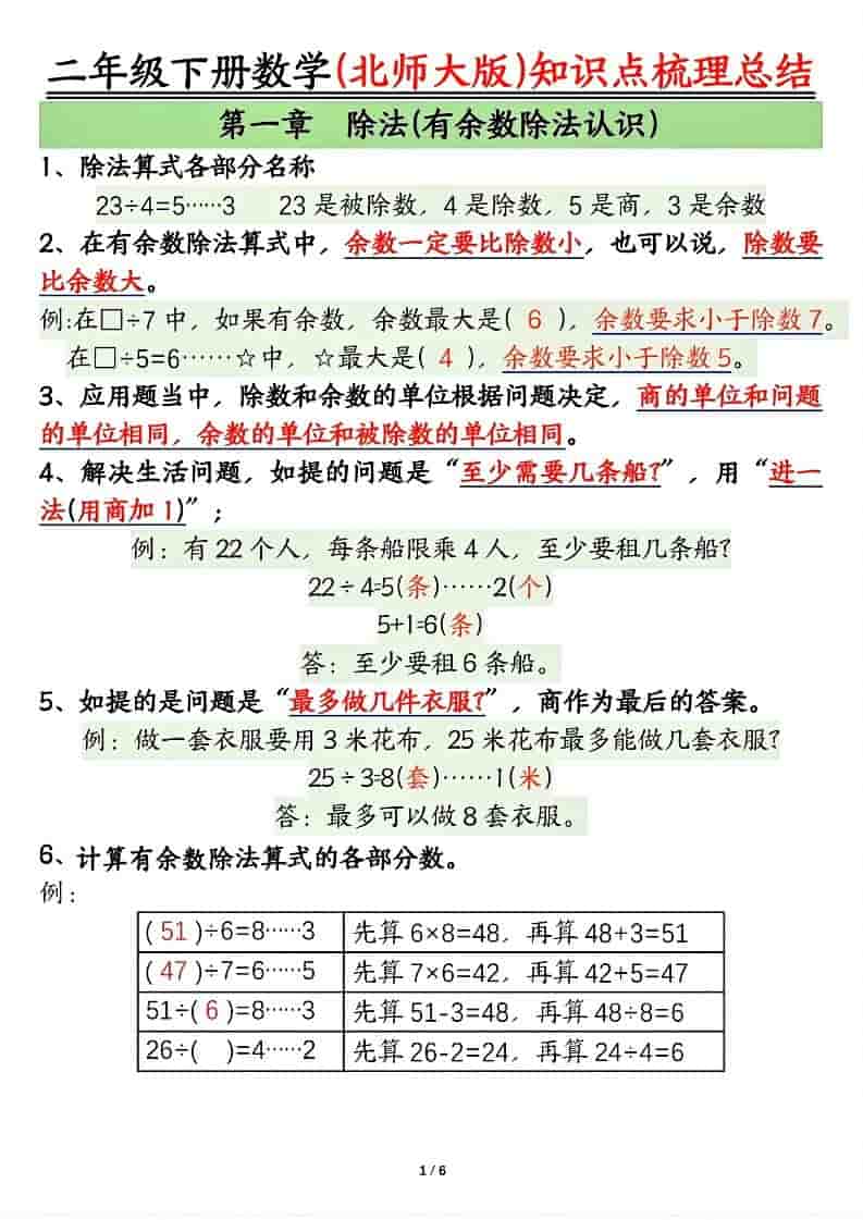 二年级下数学知识点梳理总结《北师版》-LanTi云网创