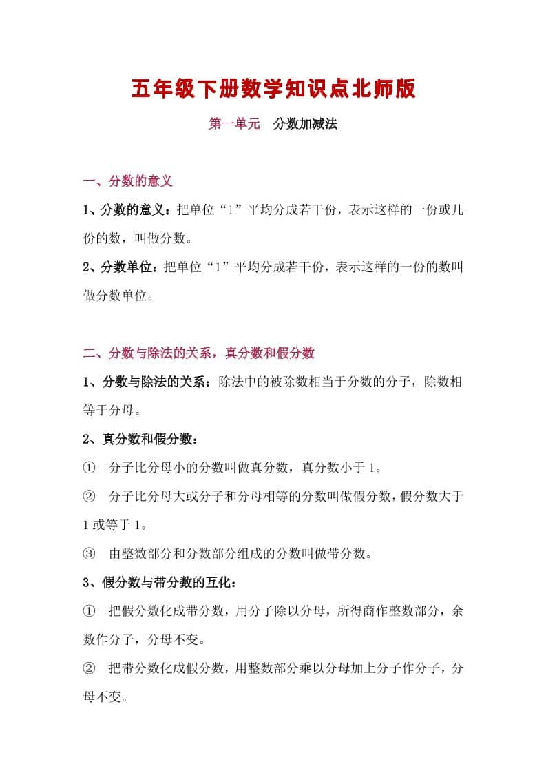 五年级下数学知识点汇总《北师版》-LanTi云网创