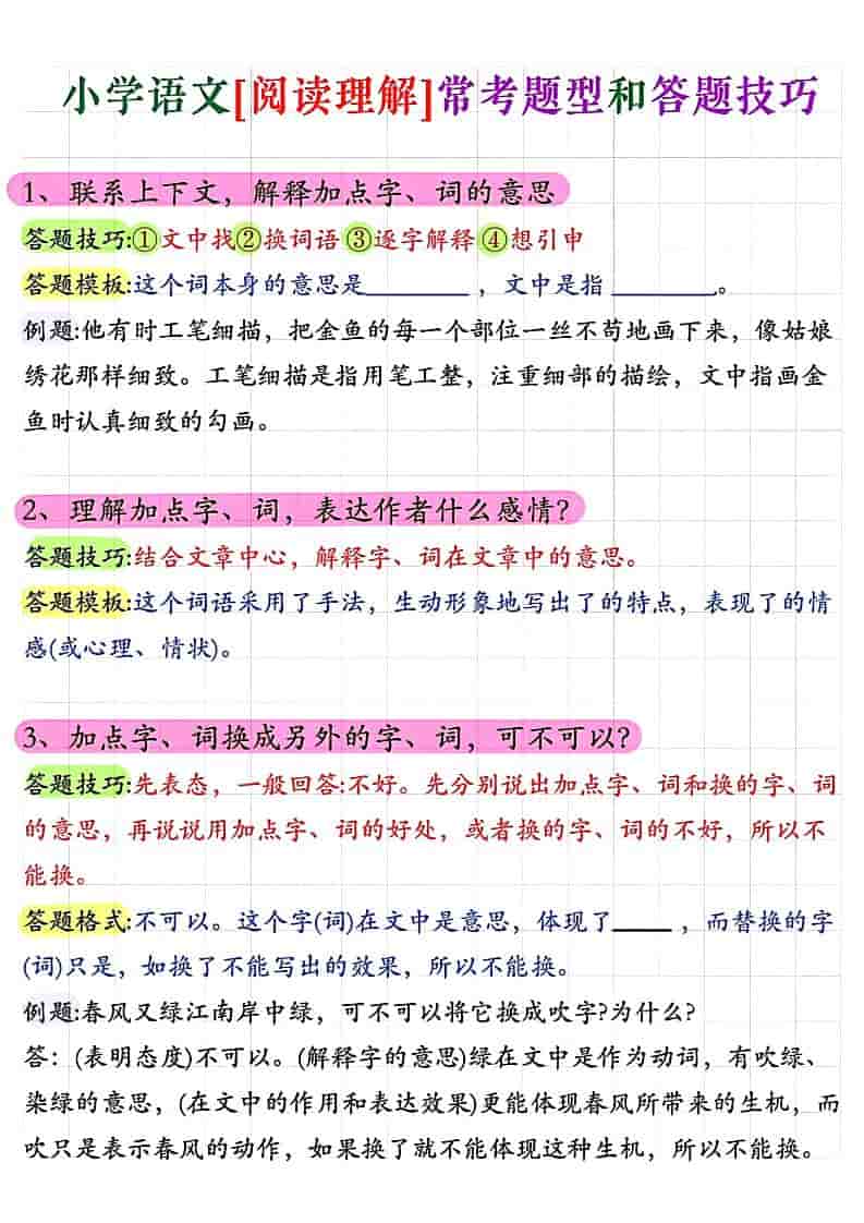 五年级上语文阅读理解常考题型答题技巧-LanTi云网创