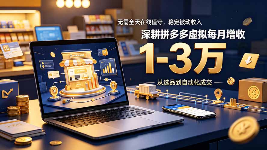 无需全天在线值守,稳定被动收入,深耕拼多多虚拟每月增收 1-3 万-LanTi云网创