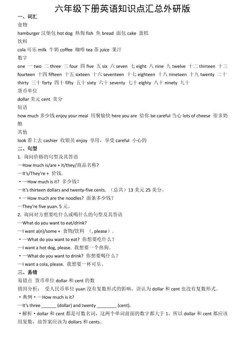 六年级下英语知识点汇总《外研版》-LanTi云网创