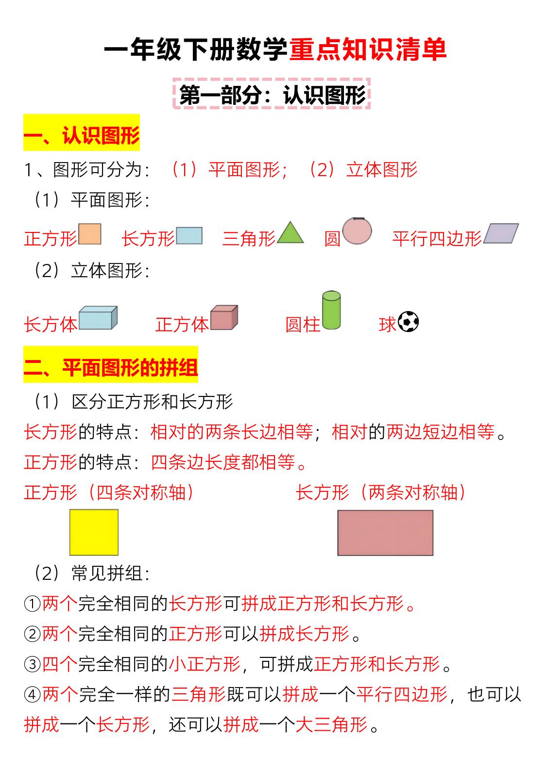 一年级下数学重难点知识点梳理-LanTi云网创
