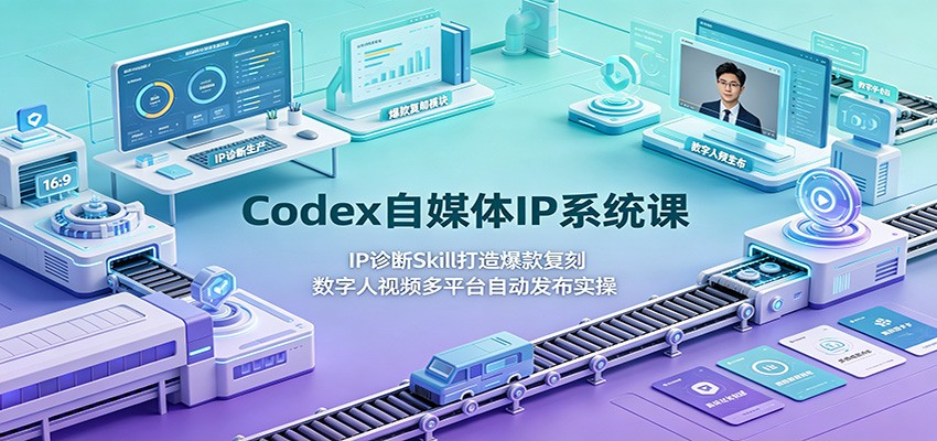 Codex自媒体IP系统课：IP诊断Skill打造爆款复刻，数字人视频多平台自动发布实操-LanTi云网创