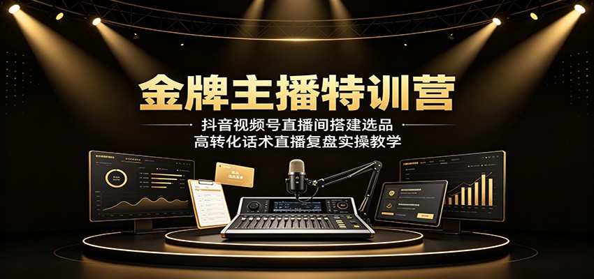 金牌主播特训营：抖音视频号直播间搭建选品，高转化话术直播复盘实操教学-LanTi云网创