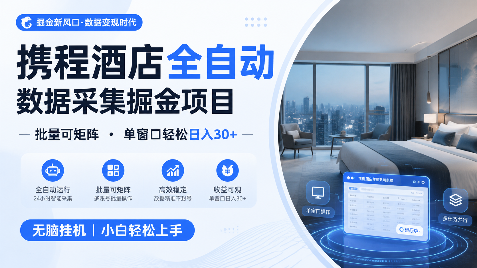 携程酒店全自动数据采集掘金 批量可矩阵 单窗口轻松日入30+-LanTi云网创